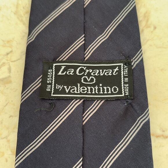 Valentino Striped Silk Tie Made in Italy - Picture 4 of 6